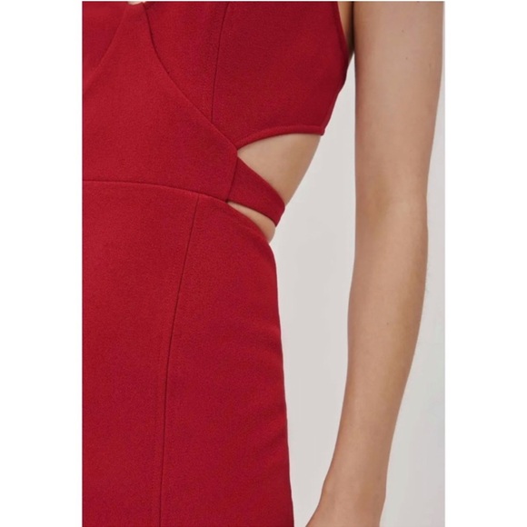 C/Meo Collective Clasped Midi Dark Red Dress size large Side Slit ex - Picture 3 of 9